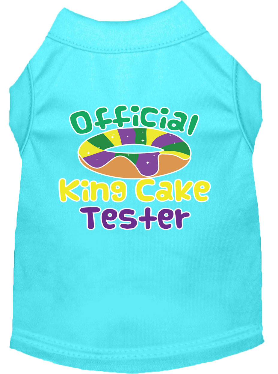 King Cake Taster Screen Print Mardi Gras Dog Shirt Aqua XXXL